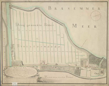 A-1257 [Kaart van de drooggemaakte Rijnsaterwoudsche polder onder Rijnsaterwoude], 1825