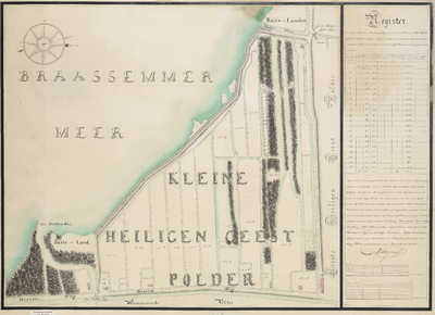 A-1258 [Kaart van de Kleine Heilige-Geestpolder onder Rijnsaterwoude], 1833