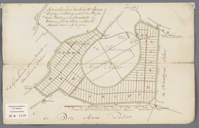 A-1329 Kaart figuratief dienende tot concept bedijken en droogmaken der plassen onder Zoetermeer, Stompw..., 1773