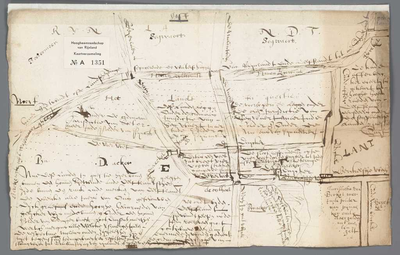 A-1351 [Kaart van enkele landen gelegen onder Zegwaard, Zoetermeer en Pijnacker, op de grens tussen Rijn..., 1621
