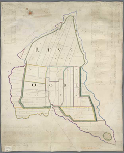 A-1415 [Kaart van het eiland Ruigoord met aanduiding van de inliggende percelen onder Westzaan en Houtrijk], 1731