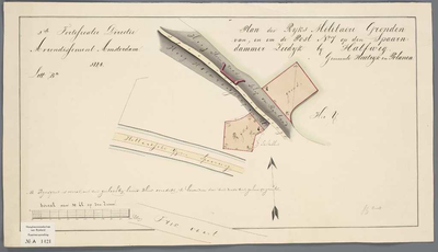 A-1421 Plan der Rijks militaire gronden van, en om de post no. 7 op den Spaarndammer Zeedijk bij Halfweg, 1846