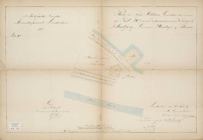 A-1423 Plan der Rijks militaire gronden van en om de post no. 7 op den Sparendammer Zeedijk bij Halfweg, 1847