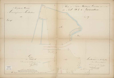 A-1465 Plan der rijks militaire gronden van en om de post n. 4 te Spaarndam, 1847
