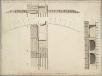 A-1530 Teekening van eene steene brug met drijfdeuren over het Uitwateringskanaal te Katwijk, gebouwd an..., 1804