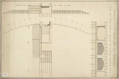 A-1531 Teekening van een steene brug met drijfdeuren over het Uitwaterings kanaal te Katwijk gebouwd ann..., 1804