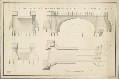 A-1537 Tekening van de brug over het Additionele kanaal in de Zandlaan te Katwijk, 1806