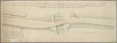 A-1557 Situatie van de Kolkbrug te Spaarndam met de aansluitende opritten; waarop, door roode lijnen, ee..., 1833