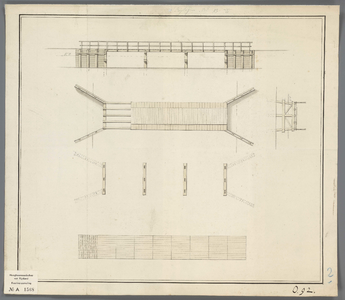 A-1568 [Zij- en bovenaanzichten van geprojecteerde brug bij de nieuwe uitwatering te Katwijk aan Zee], 1803