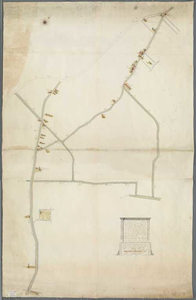 A-1603 [Overzichtskaart van enkele wegen gelegen in het heerlijkheid van Oegstgeest, onder de Heerweg], 1726