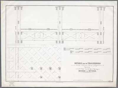 A-1638 Details van de traliebrug over de Leidsche Trekvaart, rijweg en jaagpad aan de Vogelzang in de II..., 1841