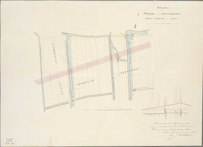 A-1646 Situatie van de passage van den Rhijnspoorweg sectie Utrecht naar de Maas over de beide Weerekken, 1848