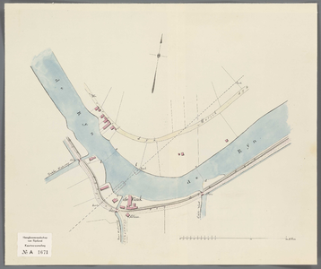 A-1671 [Kaart van de Oude Rijn bij herberg De Vink met ontworpen brug voor de spoorlijn Amsterdam-Rotter..., 1841