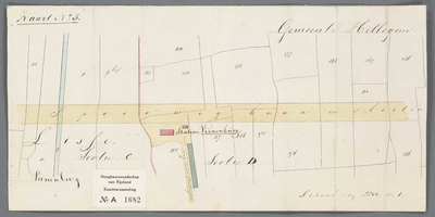 A-1682 [Kaart van de spoorbaan Amsterdam-Rotterdam in de gemeenten Lisse en Hillegom], circa 1842