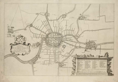 A-1713 Kaarte van de belegeringen der stadt Leyden. De eerste is begonnen den 31 October 1573 en verlate..., 1717