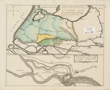 A-1723 Figurative kaart vande situatie van Gelderland, Holland, Uytrecht en Over Yzel, ten regarde van z..., 1744