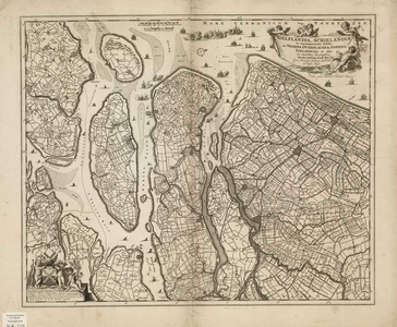 A-1741 Delflandia, Schielandia et circumjacentes insulae ut Voorna, Overflackea, Goerea, Yselmonda et aliae, circa 1750