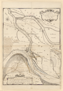 A-1796 Kaart van den ingang van het Panderse Canaal, en van de rivier de Waal, boven en beneden het zelv..., 1745