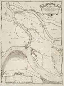 A-1799 Kaart van den ingang van het Panderse Canaal, en van de rivier de Waal, boven en beneden het zelv..., 1745