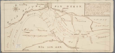 A-1813 Kaart, van een gedeelte der rivier de Waal boven en beneeden den mond van het Panderse Canaal, 1766