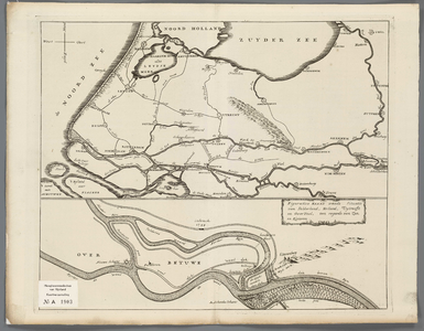A-1903 Figurative kaart vande situatie van Gelderland, Holland, Uytrecht en Over Yzel, ten regarde van z..., 1744