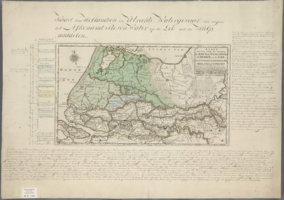 A-1904 Kaart van den loop der rivieren de Rhyn, de Maas, de Waal, de Merwe, en de Lek, door de provincie..., 1749