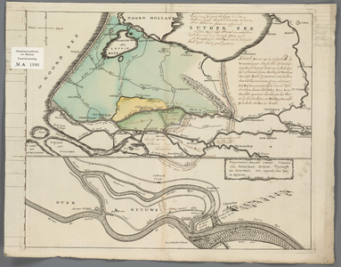 A-1906 Figurative kaart vande situatie van Gelderland, Holland, Uytrecht en Over Yzel, ten regarde van z..., 1744