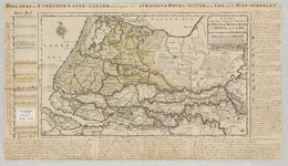 A-1909 Kaart van den loop der rivieren de Rhyn, de Maas, de Waal, de Merwe, en de Lek, door de provincie..., 1749