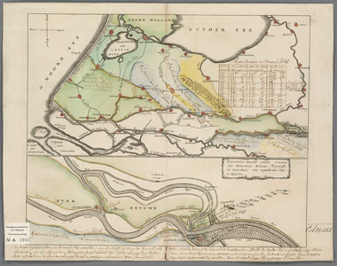 A-1913 Figurative kaart vande situatie van Gelderland, Holland, Uytrecht en Over Yzel, ten regarde van z..., 1747