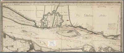 A-1919 De rivier de Merwede, van even boven het dorp Sleeuwyk, oostwaards op, verby Gorichem, en de mond..., 1731