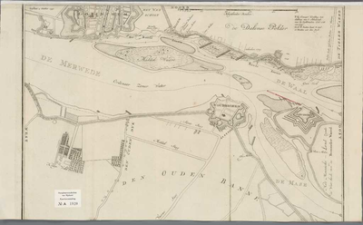 A-1920 [Kaart van de Merwede, de Maas en de Waal nabij fort Loevestein, Woudrichem en Gorinchem], 1755