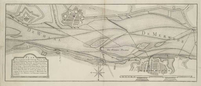 A-1934 Plan van een gedeelte der rivier de Whaal, de Maas, en Merwede, omtrent het Fort Loevestein, Woud..., 1779
