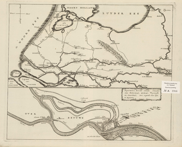 A-1966 Figurative kaart vande situatie van Gelderland, Holland, Uytrecht en Over Yzel, ten regarde van z..., 1744