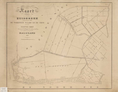 A-1977 Kaart van een gedeelte der Zuiderzee strekkende langs de polders de Wieringer Waard en de Zijpe t..., 1844
