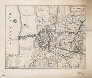 A-2008 Plan de la ville et citadelle de Dunkerque avec les forts aux environs place Forte et Maritime Si..., circa 1739