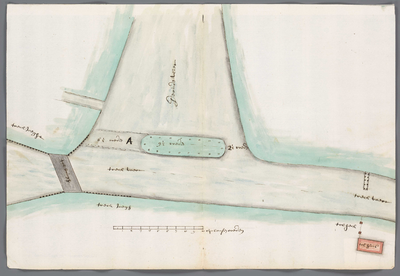 A-2058 [Kaart van de uitmonding van de Oude Vliet in de Haarlemmer Trekvaart nabij het tolhuis onder Oeg..., 1702