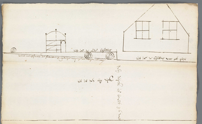 A-2085 [Schetskaartje van een huis met tuinhek aan de Hoge Rijndijk onder Alphen aan den Rijn], 1662