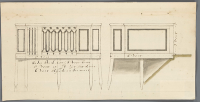 A-2114 [Voor- en zijaanzicht van een balkon aan de Oude Rijn onder Oegstgeest], 1721
