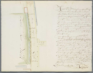 A-2239 Kaart figuratief waarop afgeteekend een gedeelte van de Broekweg voor de plaats Meer en Hout onde..., 1772