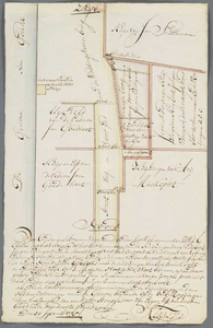 A-2258 [Kaart van de weg en bebouwing bij de Waddinxveense brug in Noord-Waddinxveen], 1775