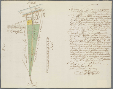 A-2301 Kaart van de verzogte uit te aarden landen van Klaas Marinck geleegen inde Steekze polder onder A..., 1777