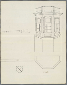 A-2325 [Aanzichttekeningen van een koepel en muur van de buitenplaats Meerburg onder Zoeterwoude], 1786