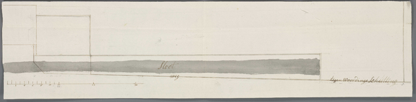 A-2349 [Bovenaanzicht van een speelhuisje, sloot en schutting langs de Heereweg onder Zoeterwoude], 1792