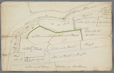 A-2368 [Kaart van de gedempte Piekbraak in de Overbrakerbinnenpolder met oude en nieuwe eigendomsgrenzen..., 1796