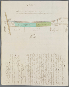A-2377 Kaert van twee stukkies land, geleegen in de Groote polder onder Zoeterwoude, 1801