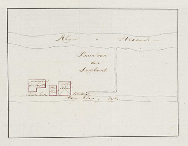 A-2442 [Kaart van erf met opstallen langs de Hoge Rijndijk onder Valkenburg], 1808