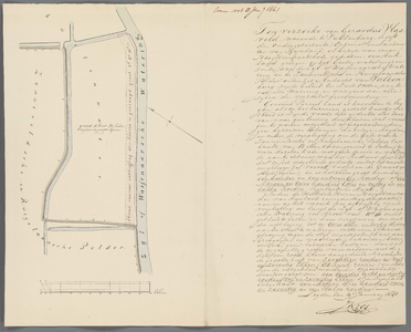 A-2568 [Kaart van te ontgronden land in de Gecombineerde Ruijgelaanse en Zonneveldspolder onder Valkenburg], 1841
