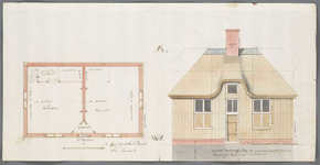 A-2640 [Voor- en bovenaanzicht van een sluiswachterswoning bij het verlaat in de Aar], 1671