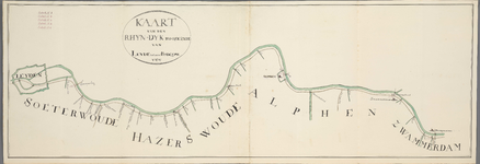 A-2667 Kaart van den Rhyn-dyk hoogezyde van Leyde tot aan Bodegraven, 1824