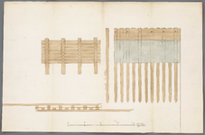 A-2669 [Zijaanzichten en bovenaanzicht van houten plaatwerk voor de kade van de Grote polder onder Aalsm..., 1676